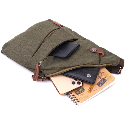 Сумка Vintage Через плечо для мужчин из текстиля Оливковая (22197) Винница - изображение 2