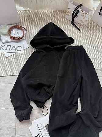 Жіночий стильний теплий костюм Двосторонній Фліс Чорний, 42/44 Одеса