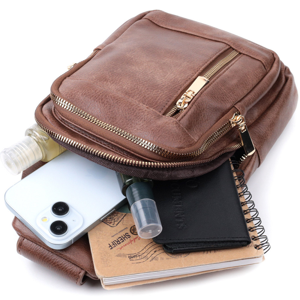 Удобная слинг сумка для женщин из экокожи Vintage 22747 Коричневый Киев - изображение 8