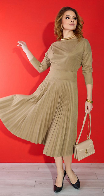 Стильне замшеве плаття плісе (48) Київ - фото 1