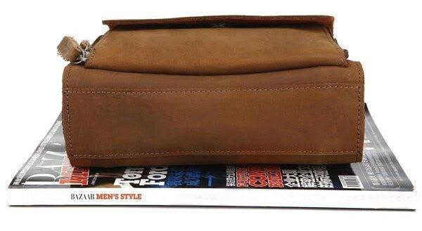 Шкіряна чоловіча сумка через плече для документів та міста Vintage 14159 Коричнева Київ - фото 14