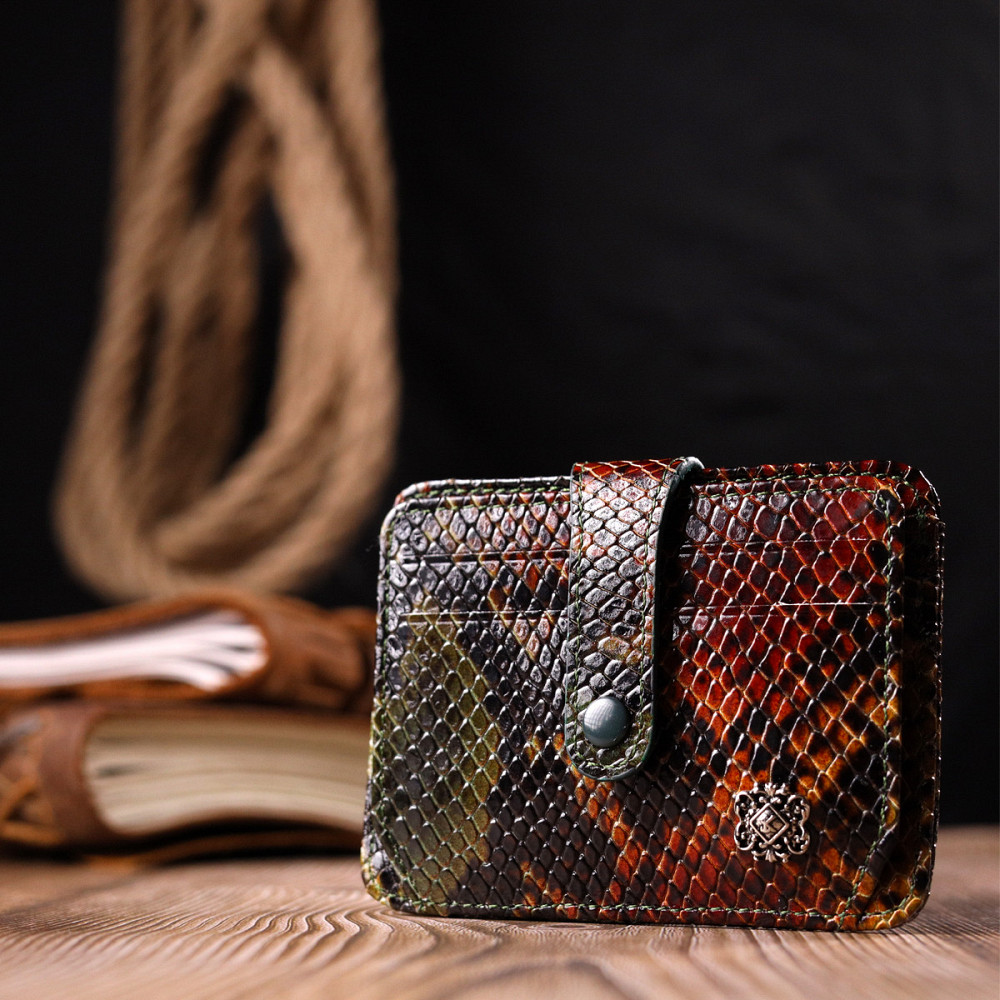 Визитница из натуральной фактурной кожи под змею KARYA 20958 Разноцветный Киев - изображение 9