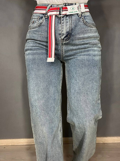 Джинси жіночі Lady 0132 wide leg palazzo jeans широкі стрейчові висока посадка ремінь блакитні, блакитний, 29, 29, 84 см, 112 см Київ - фото 15