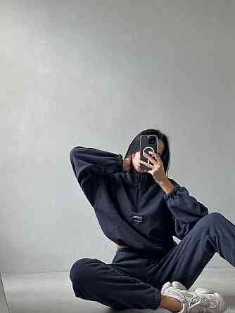 Женский повседневный теплый флисовый костюм двойка турецкий двухсторонний флис Графит, 48/50 Одесса