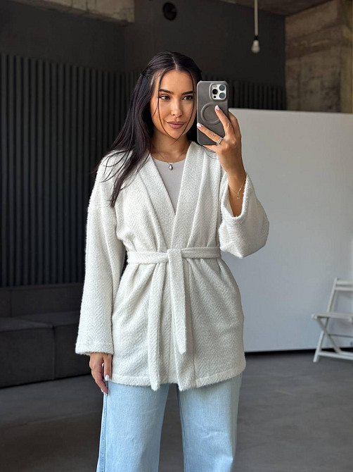 Жіночий теплий модний кардиган альпака Білий, 46/48 Одеса - фото 2