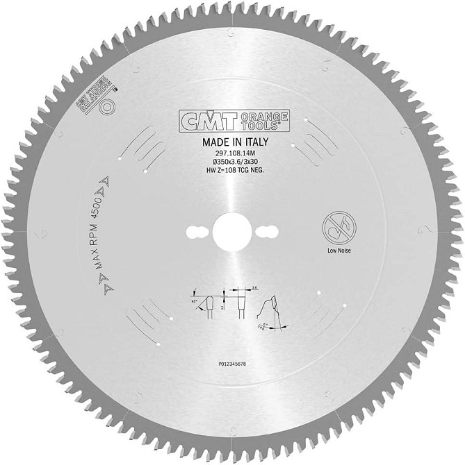 Пильний диск по алюмінію CMT 350x30x108Т K3.6/3.0 -6° Neg (297.108.14M) Одесса - изображение 1