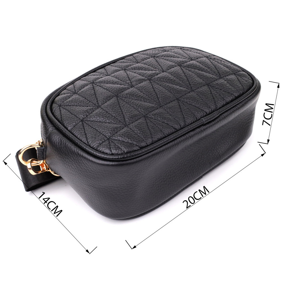 Компактная стеганая сумка для женщин из натуральной кожи Vintage 22894 Черный Киев - изображение 3