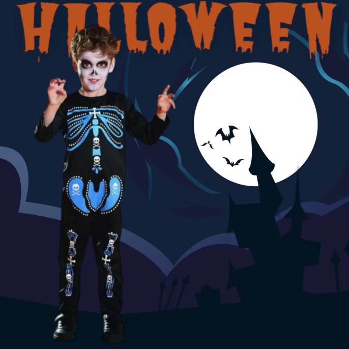 Костюм на Хеловін для хлопчика Король Скелетів чорно-синій 2-4 (98-104 см) Київ - фото 4