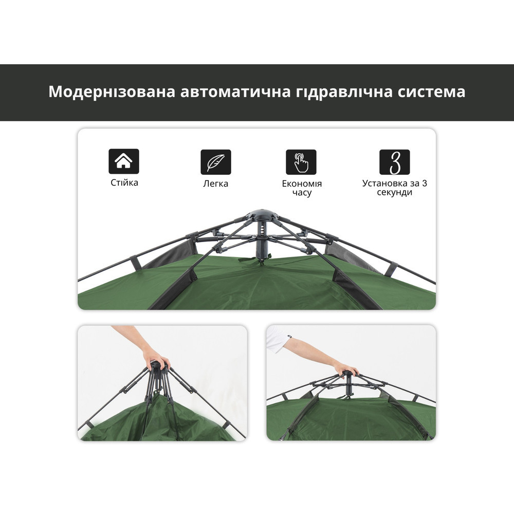 Намет тримісний автоматичний Naturehike NH21ZP008, темно-зелений Рівне - фото 9