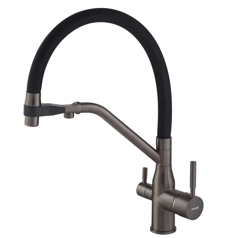 Кухонный смеситель MixxusPremium Gravity 021 графитовый с черным отражающим покрытием (MI6979) Харьков - изображение 1