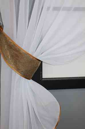 Кухонный комплект VR-Textil № 084к шторки с ламбрекеном белый с коричневым 270х170 см (52-0939) Киев