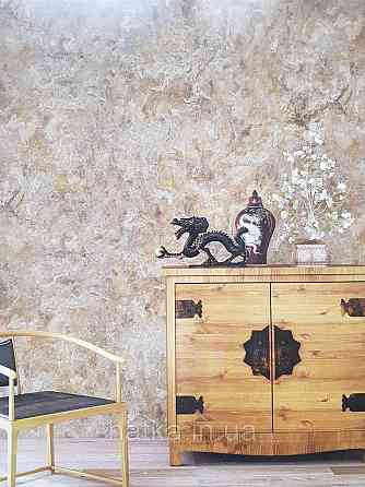 Шпалери вініл на флізеліні гарячого тиснення DU&KA Natura1.06х10 під тканину дрібна сітка коричневі з глянцем Київ