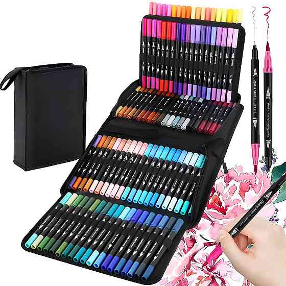 Набор акварельных маркеров 100шт в пенале, Color pencil / Детский набор для рисования / Двухсторонние маркеры Киев