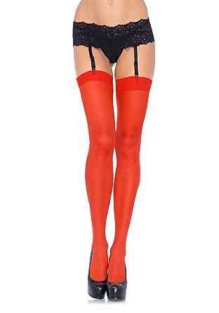 Сексуальные чулки под подвязки Leg Avenue Sheer Stockings Red, one size Sex Aura Киев