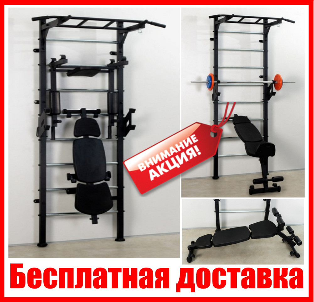 Шведская стенка спортивная Terminator Black для детей и взрослых усиленная металлическая для всей семьи Каменское - изображение 1