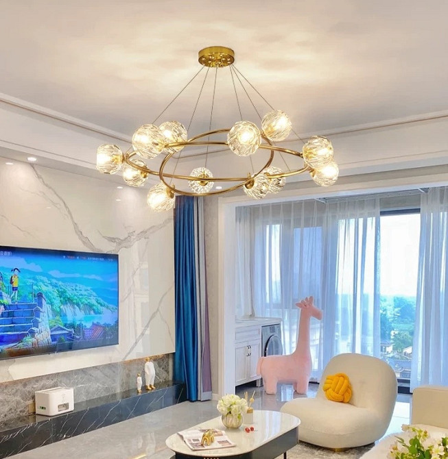 Люстра светодиодная потолочная 8816 (Золотистый) 10+5 плафонов Винница - изображение 4