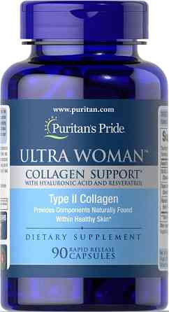 Колаген 2 типу для жінок Puritan's Pride Ultra Woman&trade Collagen Support with Hyaluronic Acid 90 капс Київ