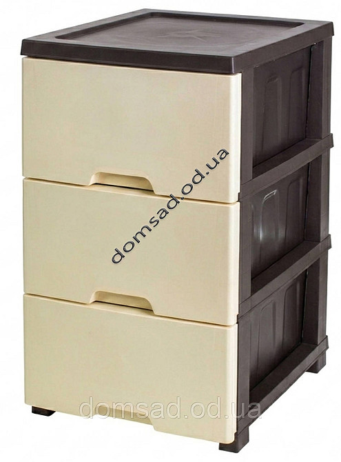 Комод пластиковий "New" R-Plastic, бежево-коричневий, яруси - 3 Одеса - фото 1