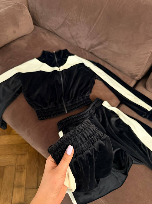 Жіночий велюровий костюм зі вставками Чорний, 48/52 Харків - фото 4