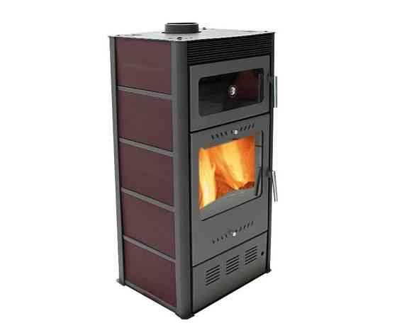 Піч-камін з духовкою Hosseven Rose Oven 10 кВт шамотна топка буржуйка на дровах зі склом верхній димохід Туреччина Київ