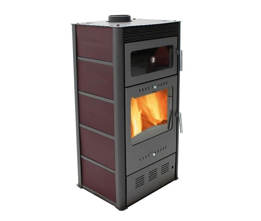 Печь-камин с духовкой Hosseven Rose Oven 10 кВт шамотная топка буржуйка на дровах со стеклом верхний дымоход Турция Тернополь - изображение 1