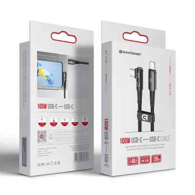 Дата кабель USB-C to USB-C 1.2m 90-degree 100W black Armorstandart (ARM75870) Винница