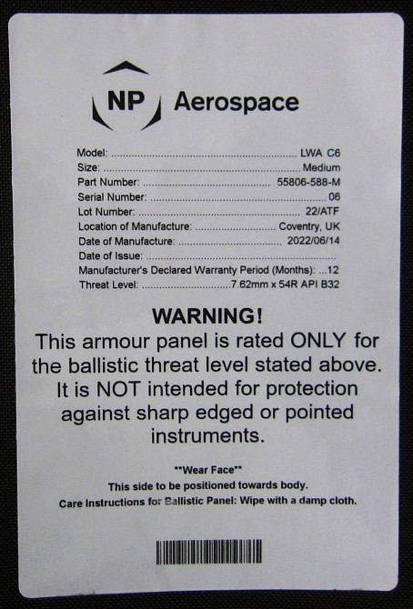 Комплект легких керамічних бронеплит Aerospace 6-го класу 2.55 кг (25х30см) Київ - фото 7