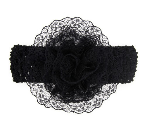 Дитяча чорна пов'язка з квіткою - окружність 30-50см, розмір квітки 9см Київ - фото 1