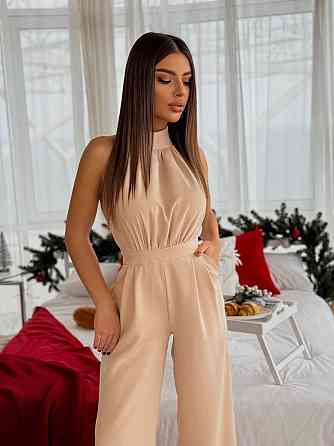 Женский стильный классический комбинезон Плотная качественная костюмка Бежевий, 42/44 Одесса