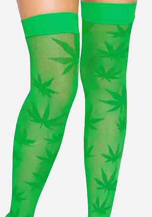 Панчохи з малюнком Leg Avenue 420 Net thigh highs Green Sex Aura Київ