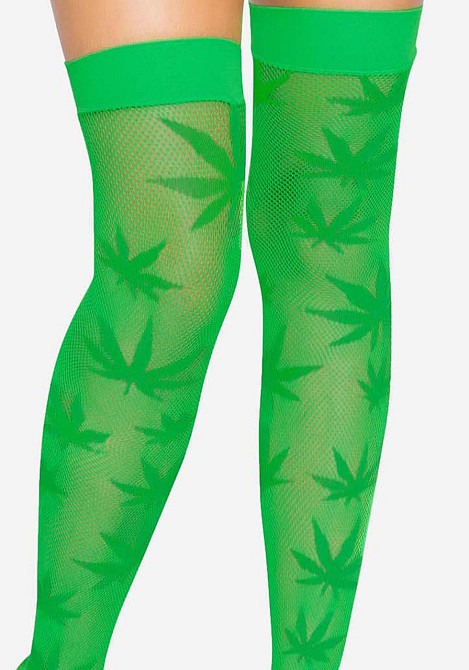 Панчохи з малюнком Leg Avenue 420 Net thigh highs Green Sex Aura Київ - фото 3