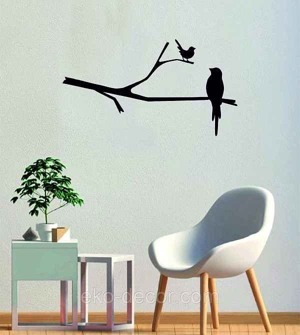 Декоративное настенное Панно «Птичка на ветке», Декор на стену 110*60 см, Черный Киев - изображение 2