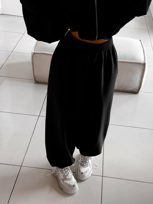 Жіночий теплий затишний костюм: кофта та штани двосторонній фліс Чорний, 44/46 Одеса - фото 1