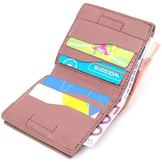 Небольшое портмоне из натуральной кожи GRANDE PELLE 16799 Пудровый Киев