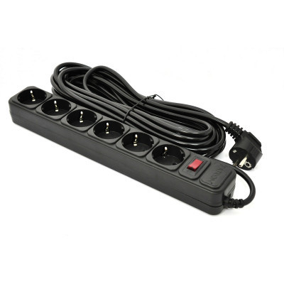 Мережевий фільтр живлення Patron 10 m3*1mm2 (SP-10610) 6 розеток BLACK (EXT-PN-SP-10610) Вінниця - фото 1
