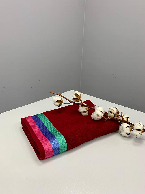 Махровое полотенце Ideal Textile 70*140 см с яркими полосками (56860802) Бордовый Черновцы - изображение 4
