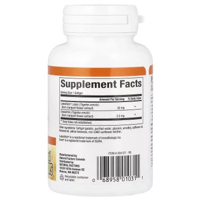Антиоксидант Natural Factors Лютеїн 20 мг, Lutein, 30 желатинових капсул (NFS-01031) Вінниця - фото 2