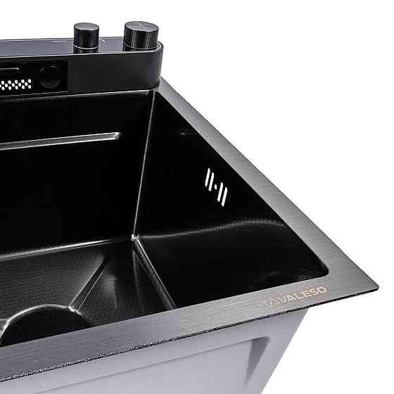 Мийка кухонна PVD чорна Valeso Handmade "Водоспад" (ДЕКОР) 75х45DF Коломыя