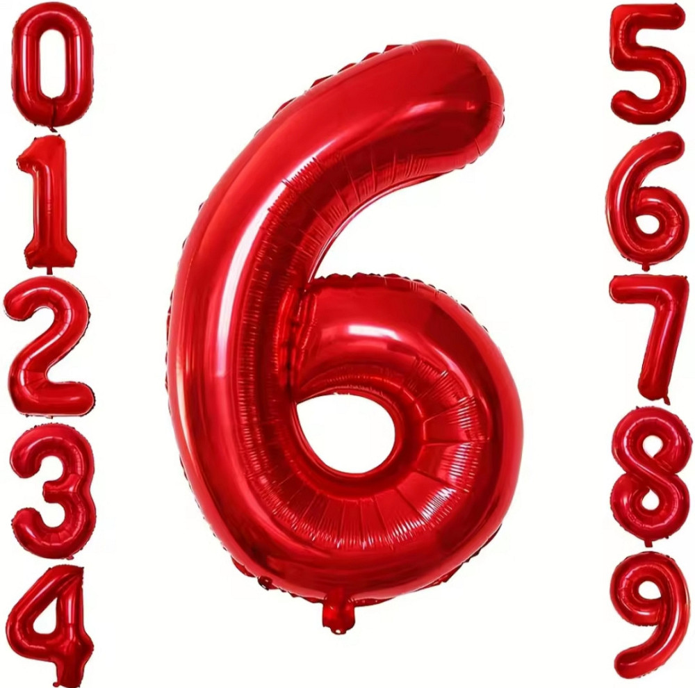 Цифра фольгована 6 червоний 32" 81 см Київ - фото 2