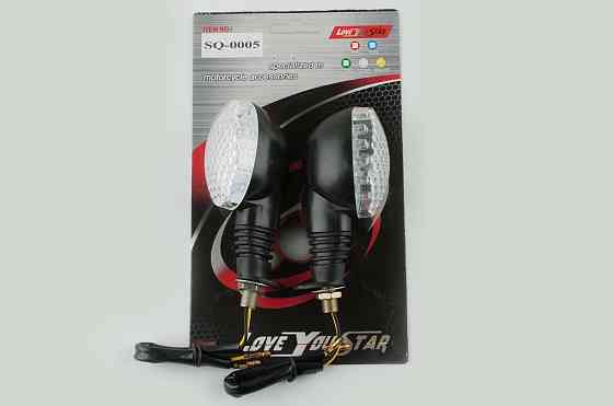 Повороти світлодіодні, овальні (пара) (чорні, біле скло) ST Київ