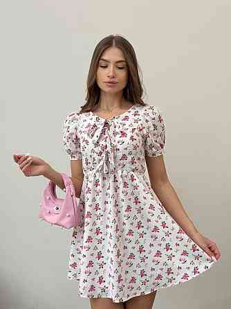 Жіноче легке романтичне мініплаття у квітковий принт турецький софт Білий 3, 42/44 Одеса