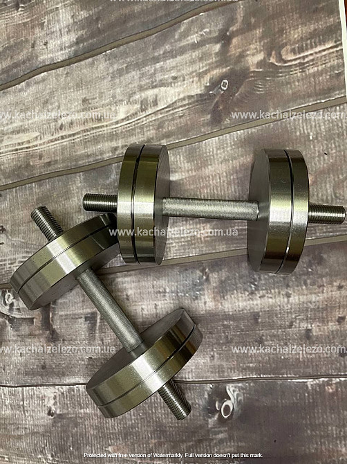 Гантели наборные 2 по 18 кг + Переходник для штанги Гантели, гири, штанги и диски металлические без покрытия Киев - изображение 9