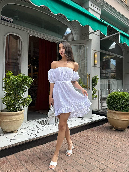 Жіноча легка романтична сукня з відкритими плечами муслін Одеса - фото 5