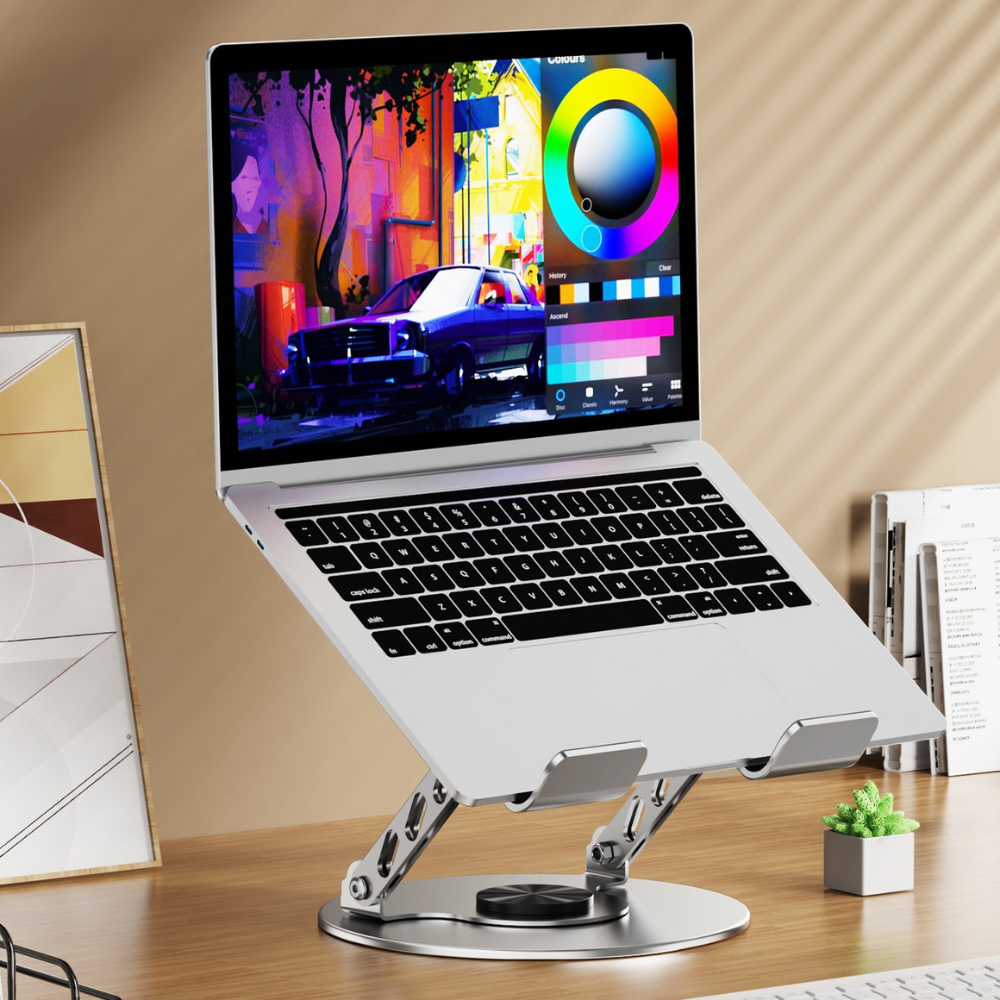 Подставка под ноутбук или планшет металлическая держатель холдер настольный для гаджетов с поворотом на 360 серая Каменец-Подольский - изображение 12