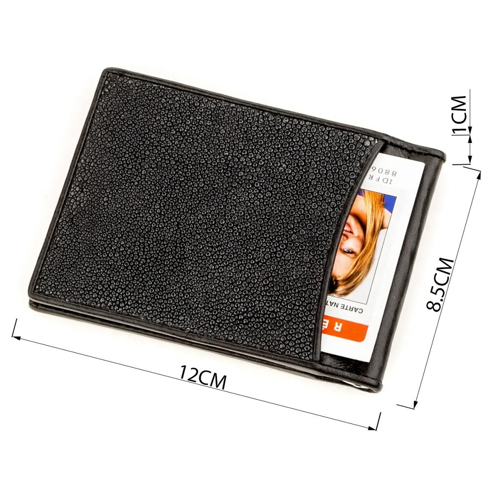 Зажим для денег STINGRAY LEATHER 18293 из натуральной кожи морского ската Черный Киев - изображение 3