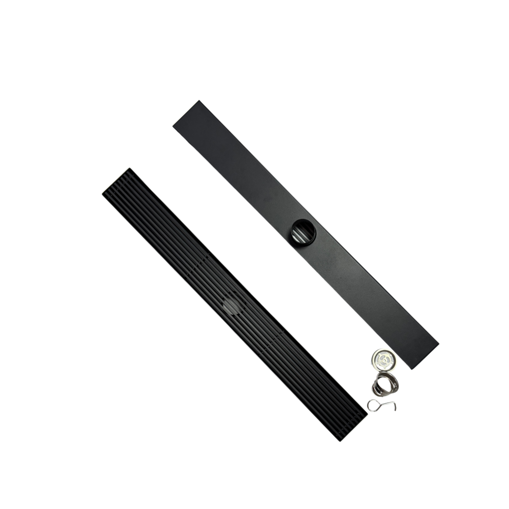 Трап для душу та ванної кімнати під плитку з нержавіючої сталі для зливу води, лінійний, підлоговий 60х6. 8х2 см,чорний Кам'янець-Подільський - фото 2