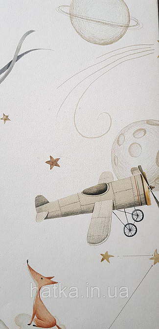 Шпалери флізелінові еко Rasch Kids World II 0.53х10 дитячі карти глобуса компаси літаки зірки на блакитному Київ - фото 2