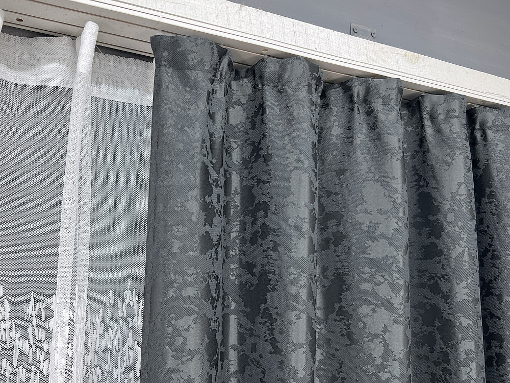 Комплект штор VR-Textil Льон Мармур 200х270 2шт і Тюль 500х270 1262ш-1675т Графітовий з білим 71-166/6 Київ - фото 8