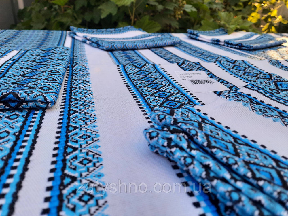 Скатертина вишита в синьому кольорі Київ - фото 2