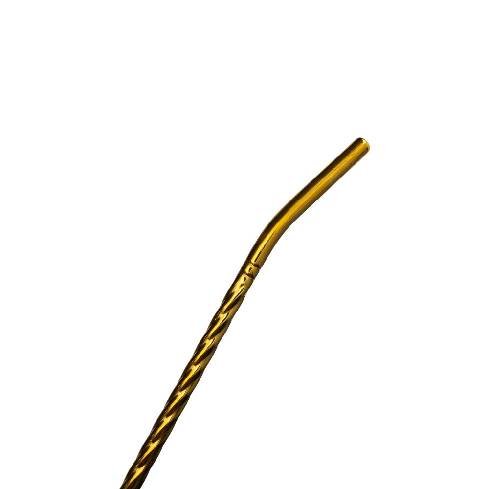 Набір багаторазових ложок-трубочок 6 шт для напоїв 19,5 см з щіткою Золотистий HP-20-56 Київ - фото 3